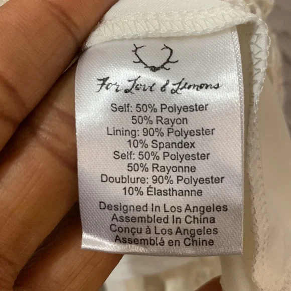 For Love & Lemons NEW Mariposa Mini Dress White XS Embroidered Lace Romantic - Picture 9 of 16